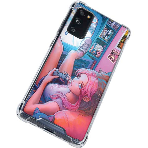 Pink Hair Anime Gamer Girl by Ivy Dolamore Galaxy S20 FE Clear Case